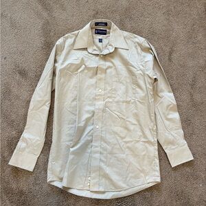 Essentials Cream Dress Shirt Long Sleeve Button Down